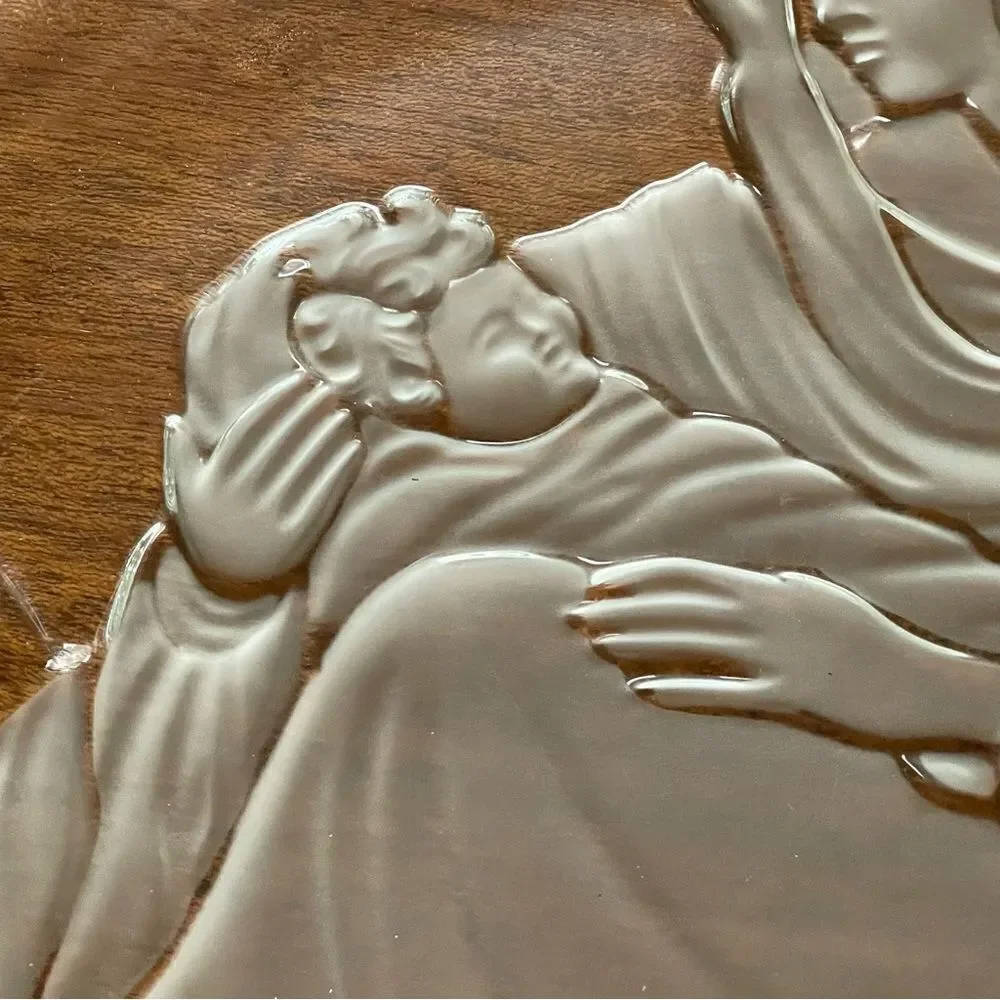NIB MIKASA Madonna And Child Glass Frosted Serving Platter 15” Religious Holiday